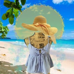 Cute Blue & White Vertical-Striped Women's Blouse